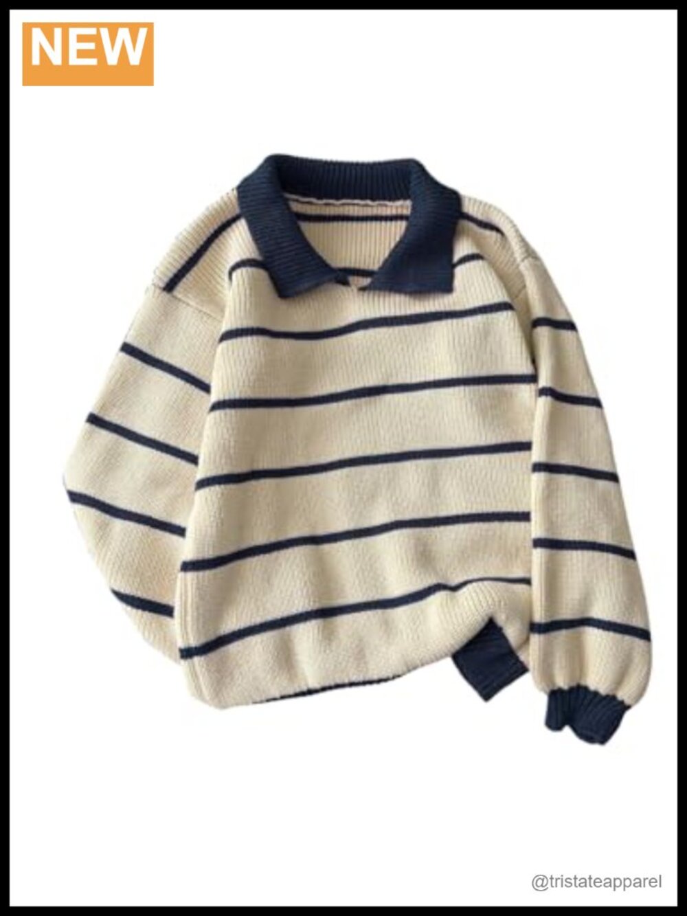Striped Preppy Collared Knit Pullover Sweater - Women's Lightweight Long Sleeve